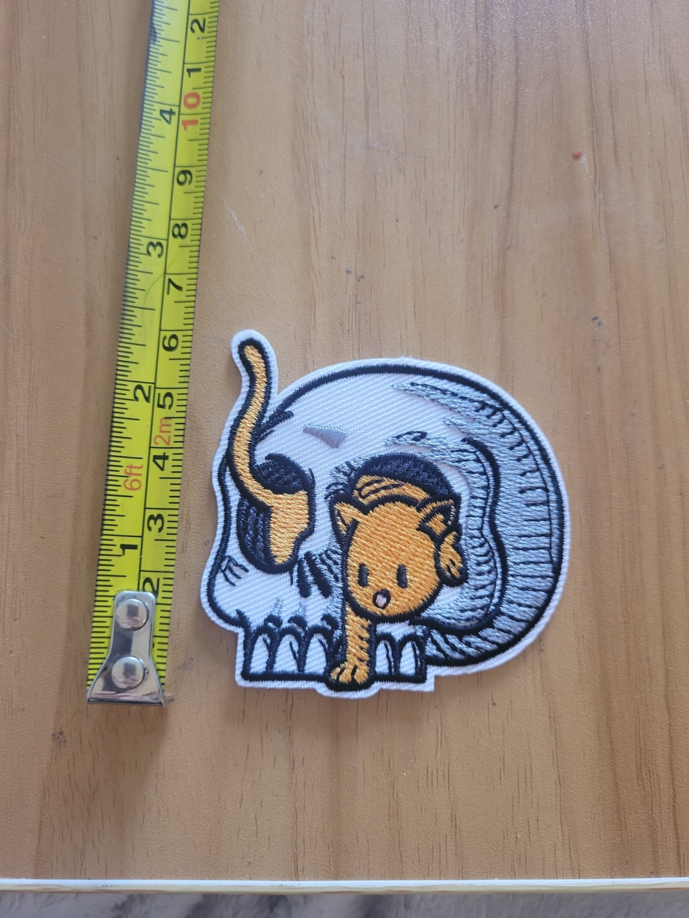 🎃BUY 2 GET 1 FREE🎃Embroidered Skull & Cat Patch - Orange Cat Accent
